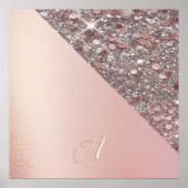 Elegantes Roségold-Monogramm Poster (Vorne)