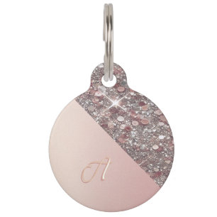 Elegantes Roségold-Monogramm-Rund Halsband für Hau Haustiermarke