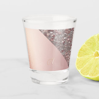 Elegantes Roségold-Monogramm Schnapsglas