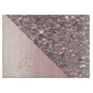 Elegantes Roségold-Monogramm Schneidebrett