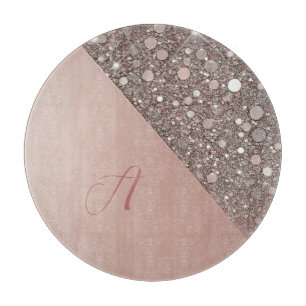 Elegantes Roségold-Monogramm Schneidebrett