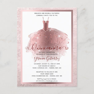 Elegantes Roségold-Quinceañera-Kleid Postkarte
