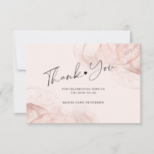 Elegantes Roségold-Rosé-Babyshower-Dankeschön