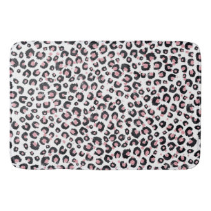 Elegantes Roségold-schwarzes Leopardenmuster Badematte