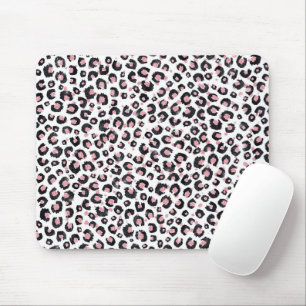 Elegantes Roségold-schwarzes Leopardenmuster Mousepad