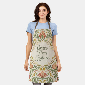 Elegantes Rosemaling-Blumenmuster mit Zitat Schürze