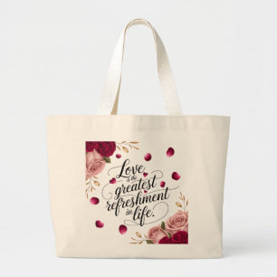 Elegantes Rosen-Blumen-Zitat-Design Jumbo Stoffbeutel