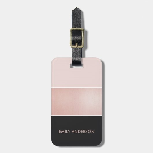 ELEGANTES ROSEN-GOLD ERRÖTEN ROSA KUPFERNE GEPÄCKANHÄNGER (Vorderseite vertikal)