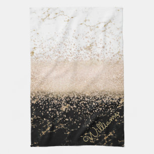 Elegantes Rosen-Gold-Konfetti-Marmor-Design Handtuch