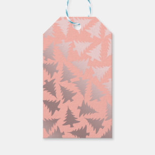 Elegantes Rosen-Gold u. rosa Weihnachtsbaum-Muster Geschenkanhänger