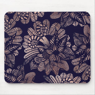Elegantes Rosen-Goldblumenzeichnungen auf Mousepad
