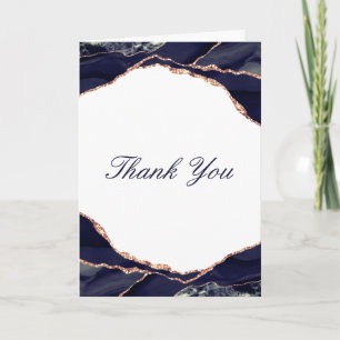 Elegantes Rosen-Goldfolie-Navy-Achat-Hochzeitsfoto Dankeskarte
