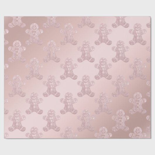 Elegantes Rosen-GoldGlitzer-Lebkuchen-Mann-Muster Geschenkpapier (Flach)