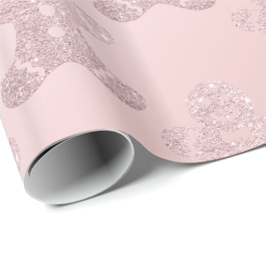 Elegantes Rosen-GoldGlitzer-Lebkuchen-Mann-Muster Geschenkpapier (Rolleneckpunkt)