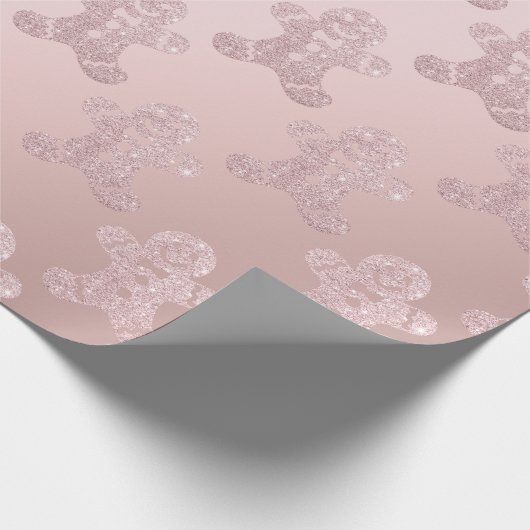 Elegantes Rosen-GoldGlitzer-Lebkuchen-Mann-Muster Geschenkpapier (Ecke)
