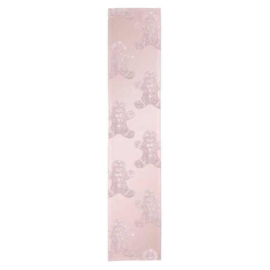 Elegantes Rosen-GoldGlitzer-Lebkuchen-Mann-Muster Kurzer Tischläufer (Vorderseite)