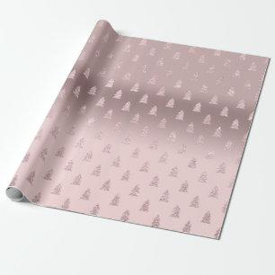 Elegantes Rosen-GoldGlitzer-Weihnachtsbaum-Muster Geschenkpapier