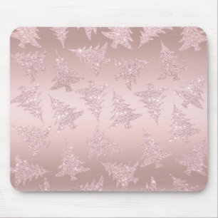 Elegantes Rosen-GoldGlitzer-Weihnachtsbaum-Muster Mousepad