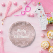 Elegantes Rosen-GoldGlitzer-Weihnachtsbaum-Muster Pappteller (Party)