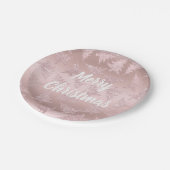 Elegantes Rosen-GoldGlitzer-Weihnachtsbaum-Muster Pappteller (Schrägansicht)