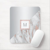 Elegantes Rosen-Goldmarmor-Silber MONOGRAMM Mousepad (Mit Mouse)
