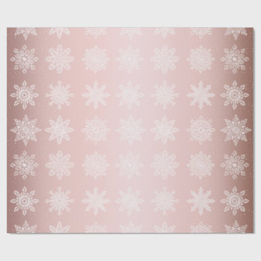 Elegantes Rosen-Goldschneeflocke-Weihnachtsmuster Geschenkpapier (Flach)