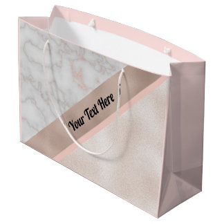 Elegantes Rosen-Goldweiße geometrische Große Geschenktüte