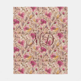 Elegantes Rosen-Patchwork-Blumenmuster Fleecedecke