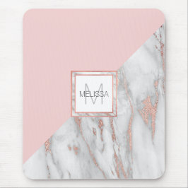 Elegantes Rosen-Rosa-Goldfolien-Marmor-Grau Mousepad
