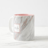 Elegantes Rosen-Rosa-Goldfolien-Marmor-Grau Zweifarbige Tasse (Vorderseite Links)