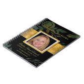 Elegantes Rosen-Schwarz-Goldbegräbnis- Notizblock (Linke Seite)