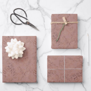 Elegantes Rosen- und Gold-Blumenmuster-Wrap-Papier Geschenkpapier Set