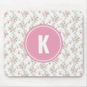 Elegantes Rosenblumen-Muster-Monogramm Mousepad (Vorne)