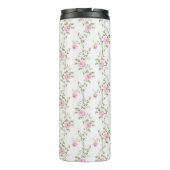 Elegantes Rosenblumen-Muster-Monogramm Thermosbecher (Rückseite)