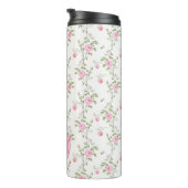 Elegantes Rosenblumen-Muster-Monogramm Thermosbecher (Nach rechts gedreht)