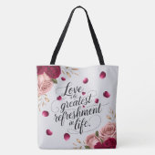 Elegantes Rosenblumen-Zitat-Design Tasche (Rückseite)