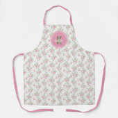 Elegantes Rosenblumenmuster-Monogramm in Rosa Schürze (Vorderseite)