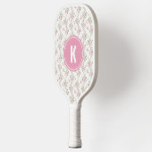 Elegantes Rosenblumenmuster Monogramm Pickleball Schläger (Links)