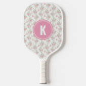 Elegantes Rosenblumenmuster Monogramm Pickleball Schläger (Vorderseite)