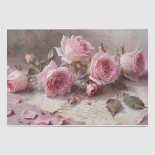 Elegantes Rosendekoupage Seidenpapier (Vorderseite)