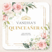 Elegantes Rosengarten Rosen grünes Gold Quinceañer Rechteckiger Pappuntersetzer (Vorderseite)