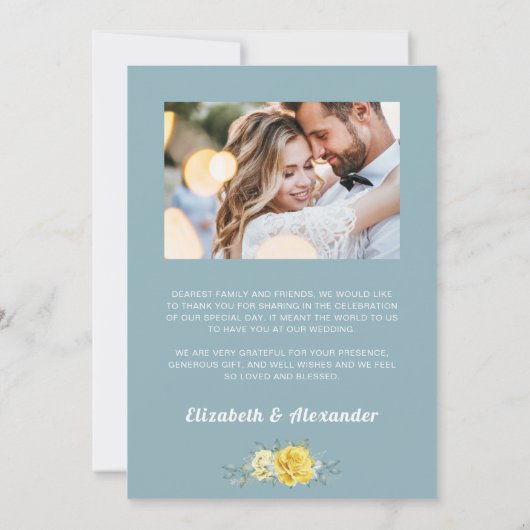 Elegantes Rosengebirge Blumengrün Hochzeitsfest Fo Dankeskarte (Rückseite)