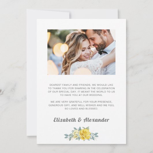 Elegantes Rosengebirge Blumengrün Hochzeitsfest Fo Dankeskarte (Rückseite)