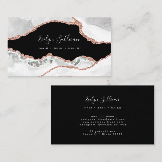 elegantes Rosengold auf schwarz Visitenkarte (Vorne/Hinten)