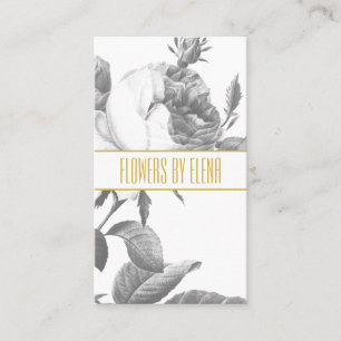 Elegantes Rosengold in Schwarz-Weiß-Blume Visitenkarte