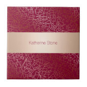 Elegantes Rosengold- u. -burgundersgeometrisches Fliese (Vorderseite)