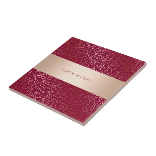 Elegantes Rosengold- u. -burgundersgeometrisches Fliese (Seite)