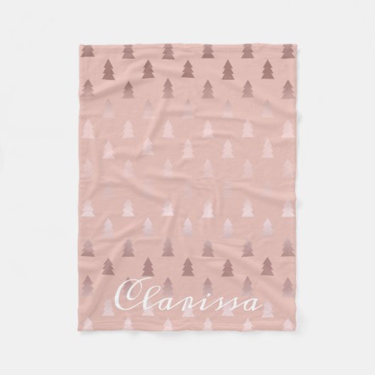 Elegantes Rosengold und rosa Weihnachtsbaummuster Fleecedecke (Vorderseite)