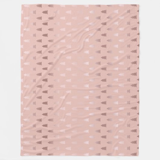 Elegantes Rosengold und rosa Weihnachtsbaummuster Fleecedecke (Vorderseite)