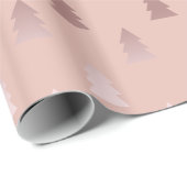 Elegantes Rosengold und rosa Weihnachtsbaummuster Geschenkpapier (Rolleneckpunkt)